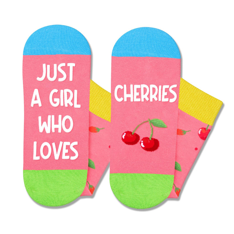 Cherry Gifts for Women Teen Girls - Cute Cherry Socks for Cherry Lovers, Valentine's Day Fruit Gifts, Novelty Fruit Socks for Girls, Funny Socks