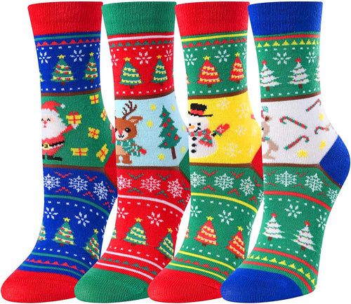 Christmas Gifts Stocking Socks for Kids - Xmas Socks 4 Pack, Stocking Stuffers for 13-18 Years Teen Boy Girl