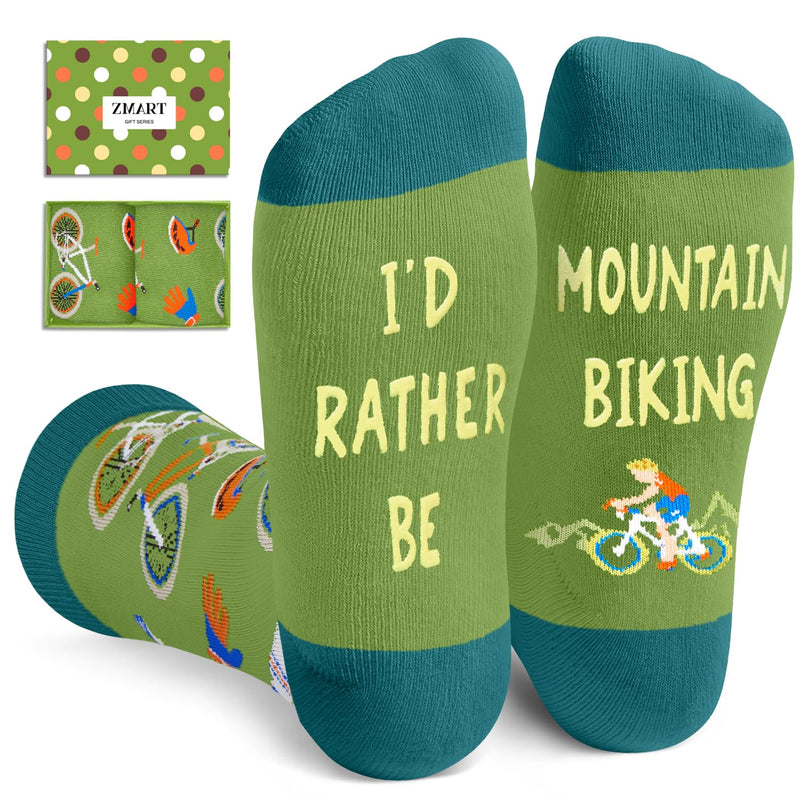 Zmart Funny Mountain Bike Gifts for Men Women Teens - Cycling Riding Biking Socks, Mountain Biking Socks, Cycling Gifts for Bicycle Enthusiasts