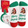 Christmas Gifts for Men Women - Green Christmas Stockings White Secret Santa Socks Xmas Stocking Stuffers for Horse Lovers Horse Gifts