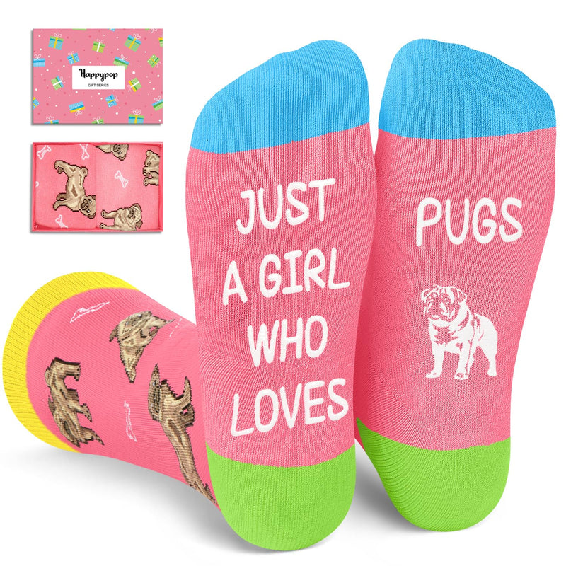 Funny Pugs Socks for Girls - Crazy Pugs Gifts Silly Fun Weird Gifts In Pink