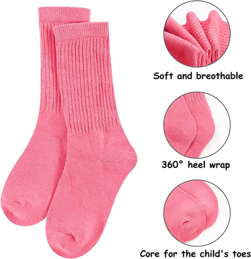 Little Girls Slouch Boots Socks 4 Pack, Toddler Girls Long Socks Kids 1-3 Years