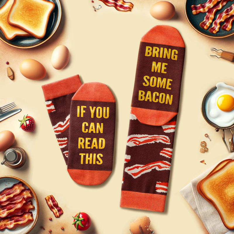 Zmart Bacon Gifts Bacon Socks Men - Silly Socks Silly Gifts, If You Can Read This