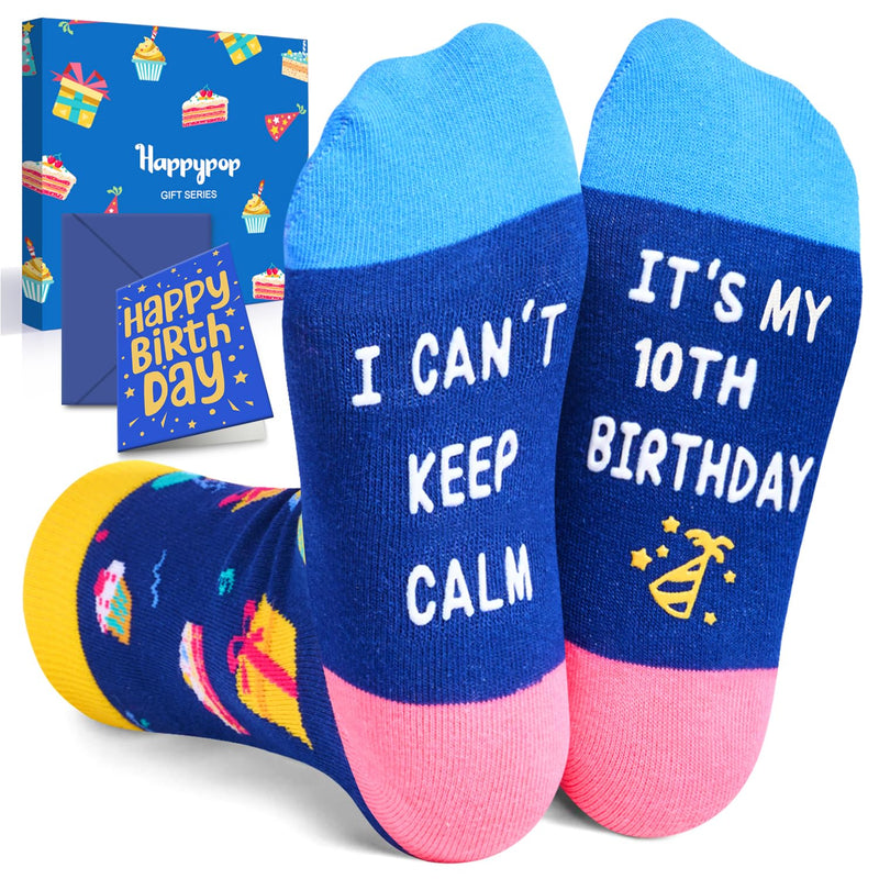 10 Year Old Birthday Gifts for Boys - Socks for Tween Girls Age 10, Presents for 10 Year Old Kids, 10 Year Old Gift Ideas, Birthday Gift Box with Greeting Card