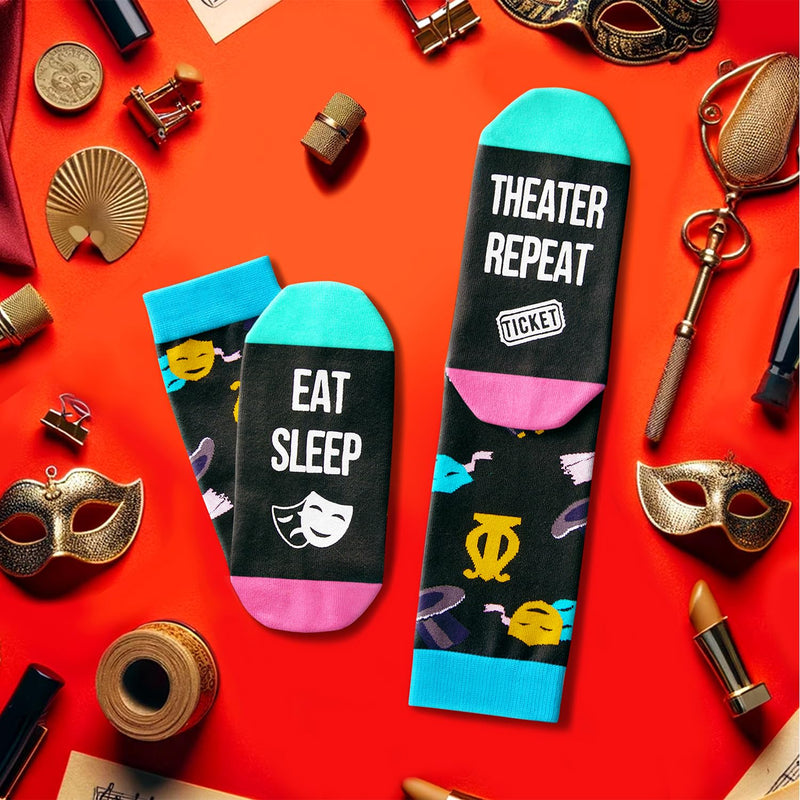 Theatre Gifts for Theater Lovers Women Men, Broadway Musical Gifts for Actors, Theater Socks Black