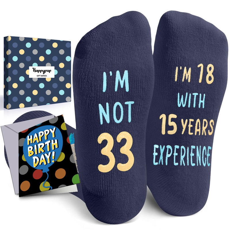 33rd Years Old Birthday Gifts for Men - Socks for 33 Year Olds, Gift Ideas for 33 Year Old Man Woman, 33rd Birthday Socks