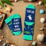 HAPPYPOP Kids Turtle Gifts Boys - Funny Socks for Kids 4-6 Years, Boys Novelty Socks Childrens Sea Turtle Socks