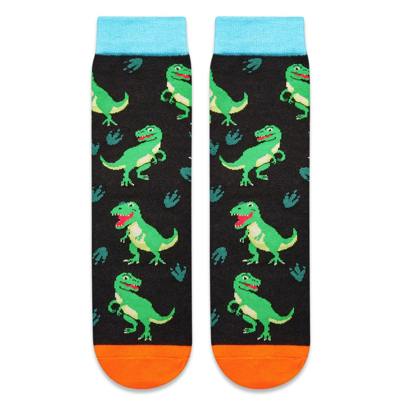 HAPPYPOP Crazy Dino Socks Dinosaur Gifts for Boys - Dinosaur Socks for Kids Novelty Funny Kids Socks 7-10 Years