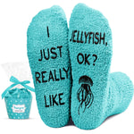 Fuzzy Jellyfish Gifts Ocean Marine Biology Gifts Socks for Women Teens Girls, Animal Lover Gifts, Jellyfish Socks Biology Ocean Socks