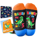 HAPPYPOP 5th Birthday Gifts Ideas Socks - Five Year Old Gifts for Kids, Presents for 5 Year Olds, Gifts for Boys Girls Age 5, Birthday Gift Box with Greeting Card