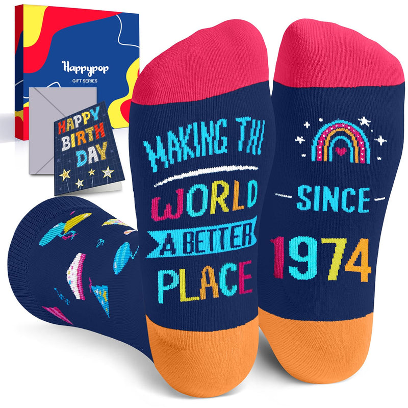 1974 Birthday Gifts Ideas for Men Women - Socks for 50 Year Old Middle Aged Man Woman, 50th Birthday Gifts for Him Her, Best Gifts for 50 Year Olds