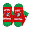 Christmas Gifts Stocking Socks for Teen Men Women - Secret Santa Socks Xmas Stocking Stuffers Greeting Card for Dad Mom Red Shark Ocean Animal