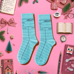 HAPPYPOP Funny Socks for Teens - Library Card Socks Book Socks for Women Men, Book Lover Gifts for Teen Girls Boys, Library Card Gifts for Students