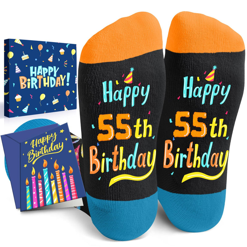 55th Birthday Gifts Ideas Socks - Gifts for Guys in Their 55s, 55th Birthday Socks for Men Women, 55 Year Old Gifts for Man Woman