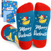 Christmas Gifts Stocking Socks for Men Women - Duck Socks Xmas Stocking Stuffers for Teens, Santa Socks for Christmas