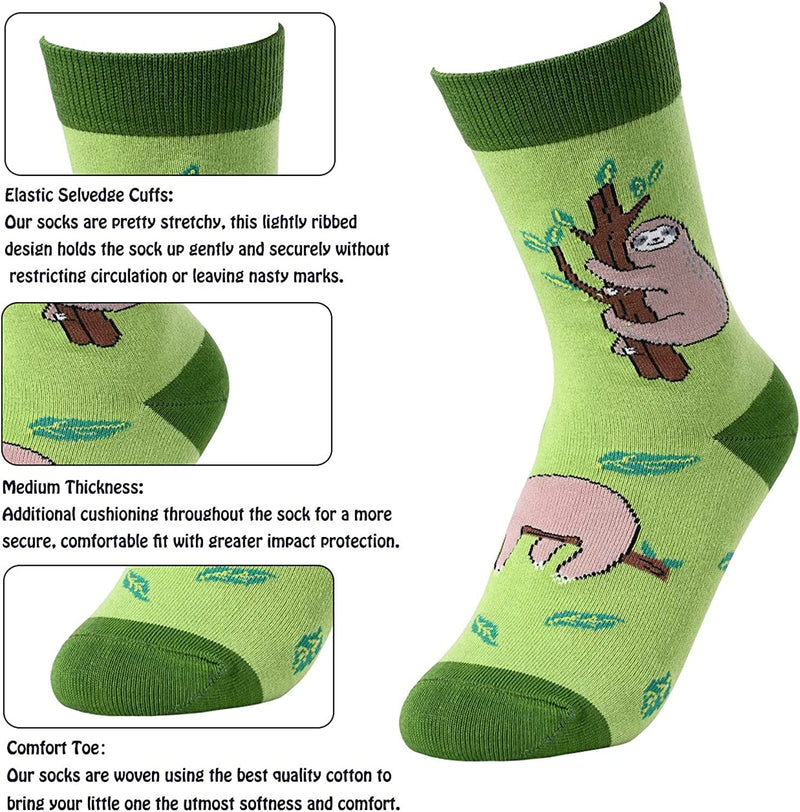 Crazy Socks for Boys - Silly Kids Sloth Socks, Funny Gifts for Little Boys Sloth Gifts 4 to 6 Years