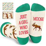 Funny Moose Gifts for Women - Moose Socks for Moose Lovers, Novelty Moose Socks Crazy Silly Fun Socks for Teens