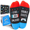 HAPPYPOP 10 Year Old Birthday Gifts Socks Ideas - Gifts for Ten Year Olds, Presents for 10 Year Old Tween Boys Girls in Gift Box with Greeting Card