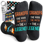 HAPPYPOP Granddad Gifts From Grandson Granddaughter - Grandpa Socks, Grandfather Gifts Grandpa Gifts Gramps Gifts With Greeting Card Keychain