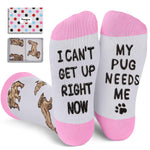 Funny Pug Gifts for Pug Lovers - Novelty Pug Socks Crazy Silly Fun Socks In Gray