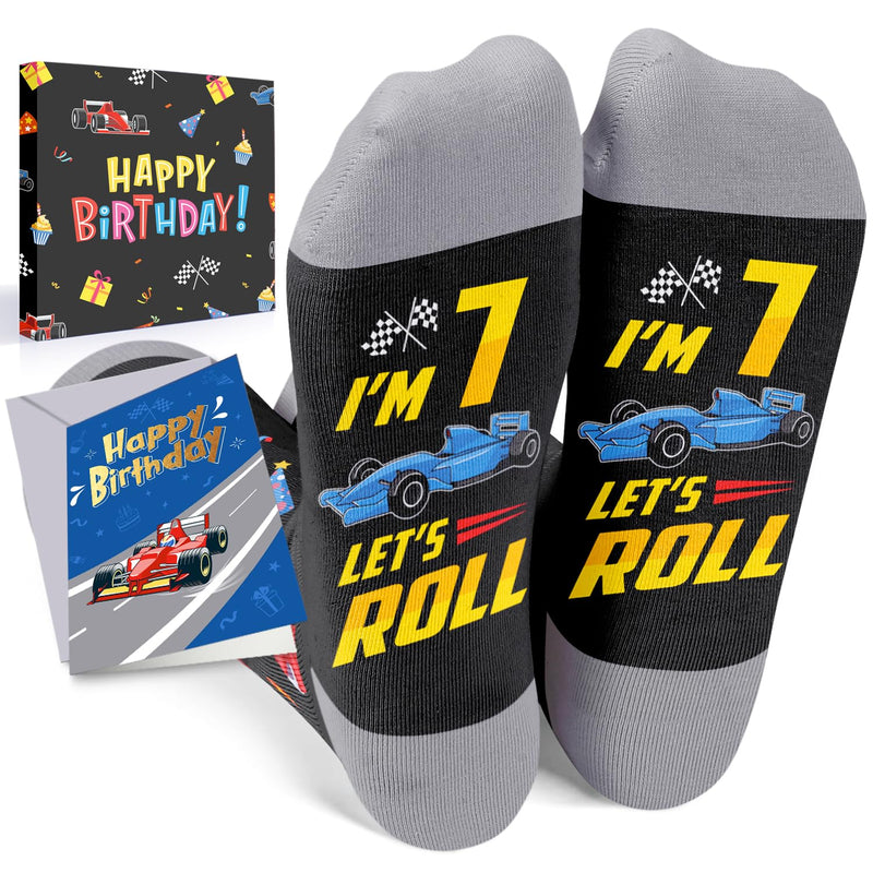 HAPPYPOP 7 Year Old Birthday Gifts Socks Ideas - Seven Year Old Gifts in Birthday Greeting Card, Presents for 7 Year Old with Birthday Box, Gifts for Child Boys Girls Age 7