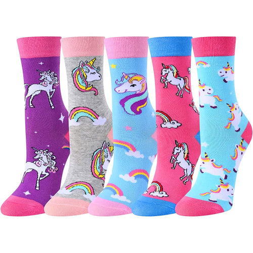 Animal Socks Pack for Girls - Llama Gifts Unicorn Gifts Corgi Socks Chicken Socks Kids 5 pairs 4-6 Years Old