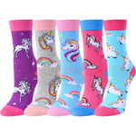 Animal Socks Pack for Girls - Llama Gifts Unicorn Gifts Corgi Socks Chicken Socks Kids 5 pairs 7-9 Years Old