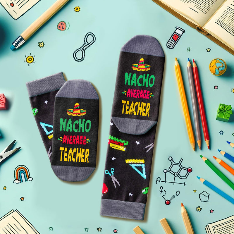 Teacher Appreciation Gifts Ideas - Funny Teacher Socks for Male Female Teachers, Christmas Valentines Day Gifts for Teachers