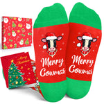 Christmas Gifts for 7-9 Years Old Kids - Red Christmas Stockings Secret Santa Socks Xmas Stocking Stuffers for Cow Lovers