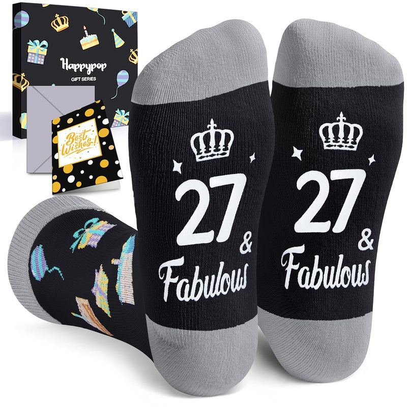 27th Birthday Gifts Socks Ideas - Gifts for 27 Year Old Woman Man Best Gifts for 27 Year Old Male Female, Gifts Greeting Card