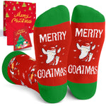 Christmas Gifts for Men Women - Red Christmas Stockings Secret Santa Socks Xmas Stocking Stuffers for Goat Lovers Goat Gifts