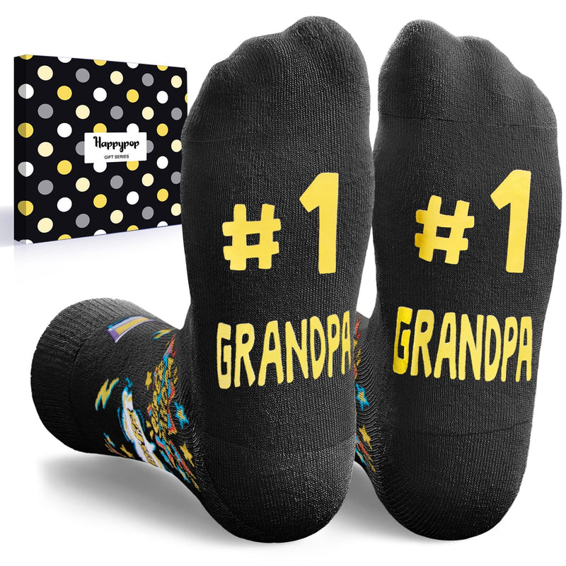 HAPPYPOP Grandpa Gifts From Grandson Granddaughter - Grandfather Gifts Granddaddy Gifts Gramps Gifts, Grandpa Birthday Gifts, Grandpa Socks, Black