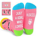 Funny Huskies Socks for Girls - Crazy Gifts Silly Fun Weird Gifts Huskies Gifts In Pink