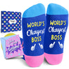 HAPPYPOP Boss Gifts Ideas Socks - Boss Gifts For Men Women, Cool Boss Gifts Male Female Worlds Best Boss Women Retirement Socks With Greeting Card