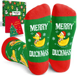 Christmas Gifts Stocking Socks For Men Women - Duck Socks Xmas Stocking Stuffers For Mom Dad, Santa Socks For Christmas