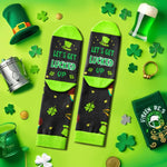 HAPPYPOP St. Patrick's Day Socks for Women Men - Shamrock Socks, Lucked Up Green Socks, St Patricks Day Gifts