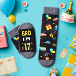 HAPPYPOP 17th Birthday Gifts Ideas for Boys - Socks for Teens Age 17, Presents for 17 Year Old Teen Boys, Birthday Gift Box with Greeting Card