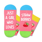 Strawberry Gifts for Women Teen Girls - Strawberry Heart Fruit Socks, Funny Mismatched Socks for Strawberry Lovers, Valentine's Day Fruit Gifts