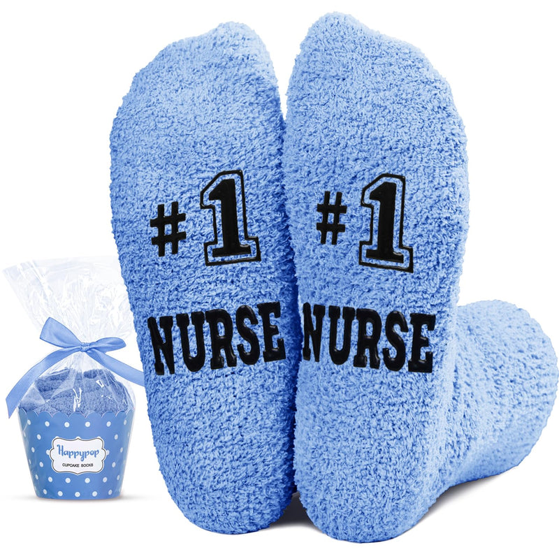 Nurse Day Gifts For Nurse - RN Gifts CNA Gifts Future Nurse Gifts, Fuzzy Nurse Socks Women In Blue