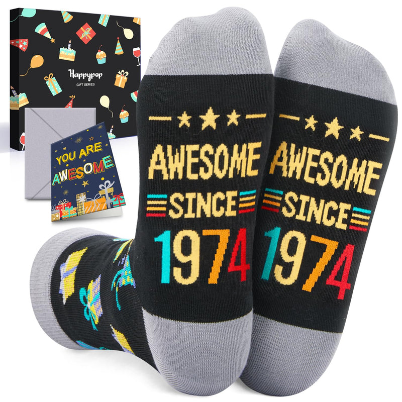 1974 Birthday Gift Ideas for Men Women - Socks for 50 Year Old Middle Aged Man Woman, Best Gifts for 50 Year Olds, 50th Birthday Gifts for Him Her