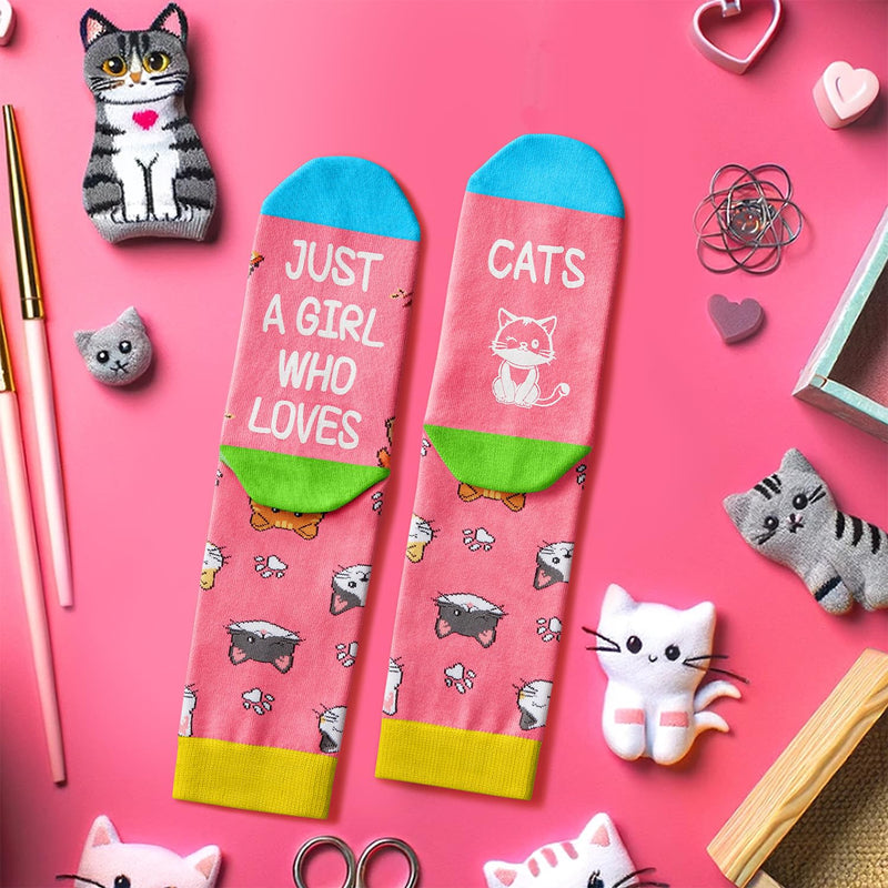 Cat Gifts Ideas for Girls - Novelty Cute Cat Socks for Women Teen Girls, Funny Cat Stocking for Cat Lovers