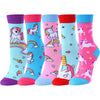 Animal Socks Pack for Girls - Llama Gifts Unicorn Gifts Corgi Socks Chicken Socks Kids 5 pairs for 7-9 Years Old