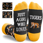 HAPPYPOP Tiger Gift Ideas for Women Girls - Funny Tiger Socks, Tiger Stuff Christmas Stocking Stuffers for Teens, Animal Socks