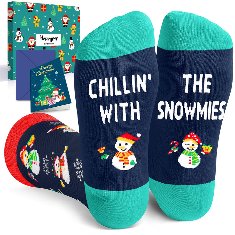 Christmas Gifts Stocking Socks For Men Women - Secret Santa Socks Xmas Stocking Stuffers for Wife Husband, Snowman Socks For Mon Dad