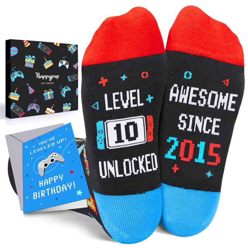 HAPPYPOP 10 Year Old Birthday Gifts Socks Ideas - 2015 Birthday Gifts for Ten Year Olds, Presents for 10 Year Old Tween Boys Girls in Gift Box with Greeting Card