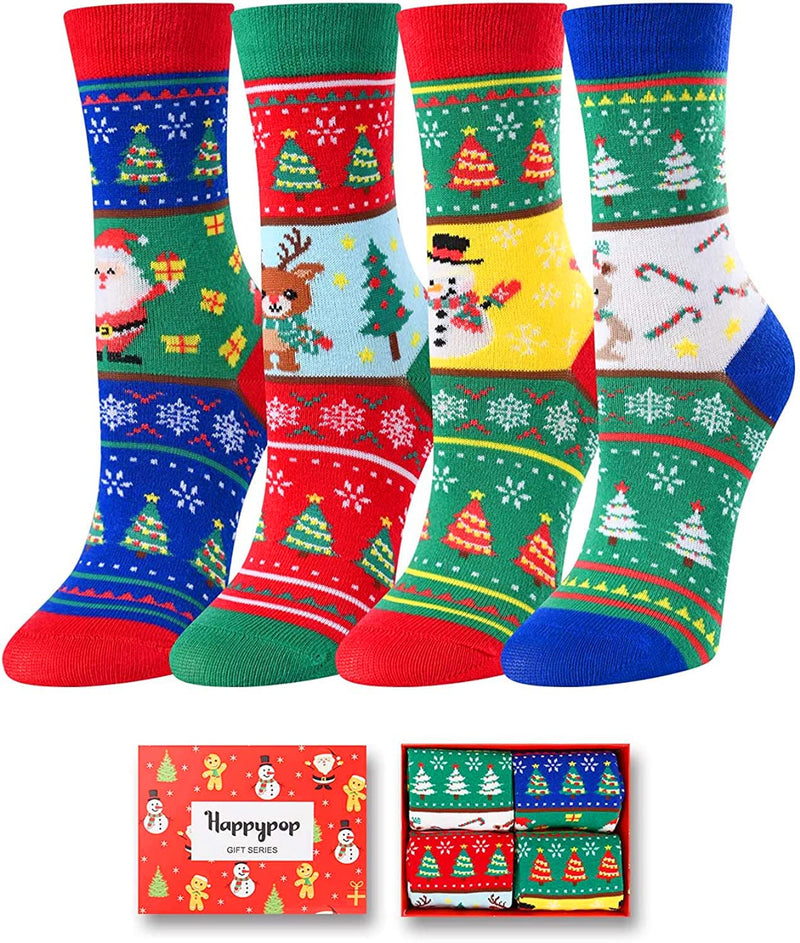 Christmas Gifts Stocking Socks for 2-3 Years Old Kids - Xmas Socks 4 Pack, Stocking Stuffers for Teen Boy Girl