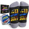 HAPPYPOP 13th Birthday Gifts Ideas for Boys - Socks for Official Teenager Age 13, Birthday Presents with Greeting Card for 13 Year Olds Boys Girls