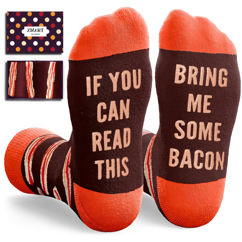 Zmart Bacon Gifts Bacon Socks Men Women - Silly Socks Silly Gifts, If You Can Read This