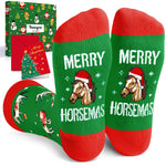 Christmas Gifts for Men Women - Green Christmas Stockings Red Secret Santa Socks Xmas Stocking Stuffers for Horse Lovers Horse Gifts