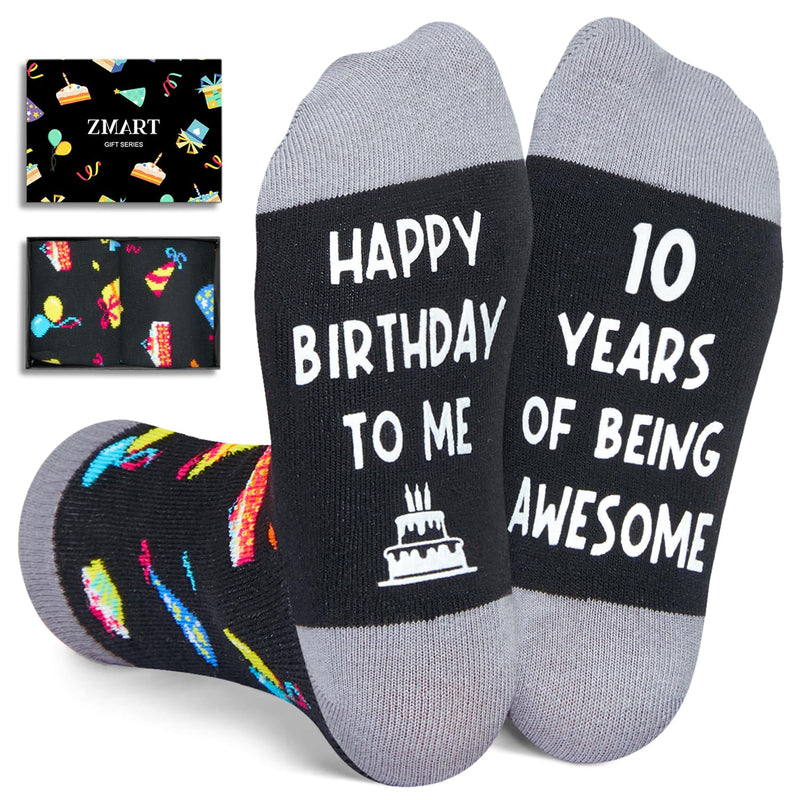 10 Year Old Birthday Gifts for Boys - Socks for Tween Boys Girls Age 10, Presents for 10 Year Olds, 10 Year Old Boy Gift Ideas, Black